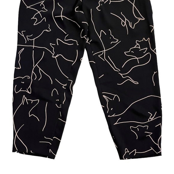 Babaton Pants Fox Print Sz 2 Black Tan Classic Baggy Fit‎ Tapered Leg Aritzia - Picture 7 of 16